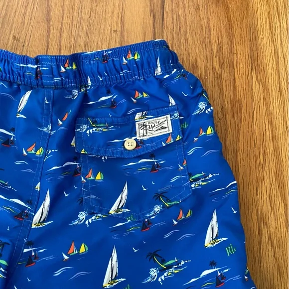 Ralph Lauren Traveler Blue Sailboat Print Swim Trunk